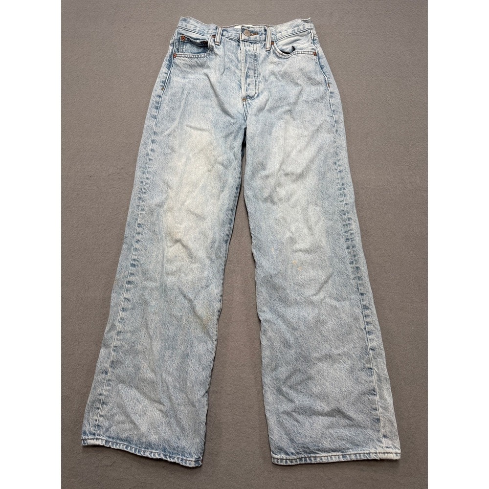 Denim Forum Baggy Jeans Women's 26/4 Blue Button Fly Farrah High Rise Wide Leg